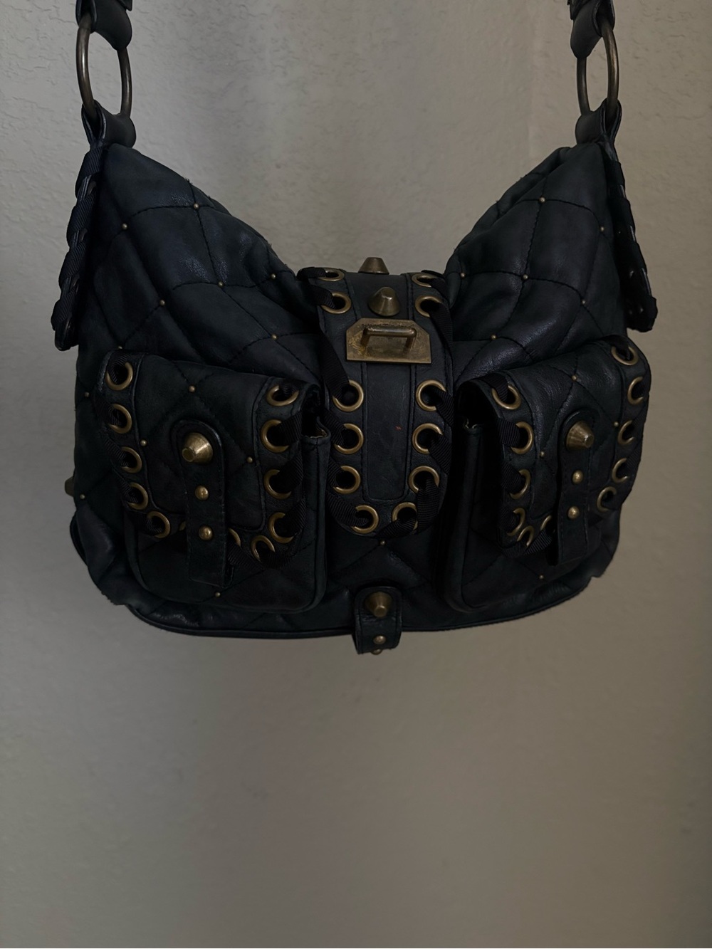 authentic Betsey Johnson Y2K vintage punk glam shoulder bag 🖤 - Picture 2 of 16